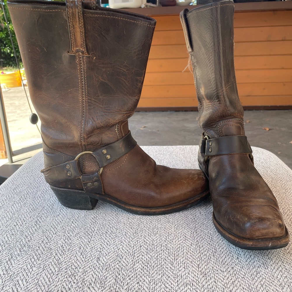 Frye Dark Brown Leather Western Boots